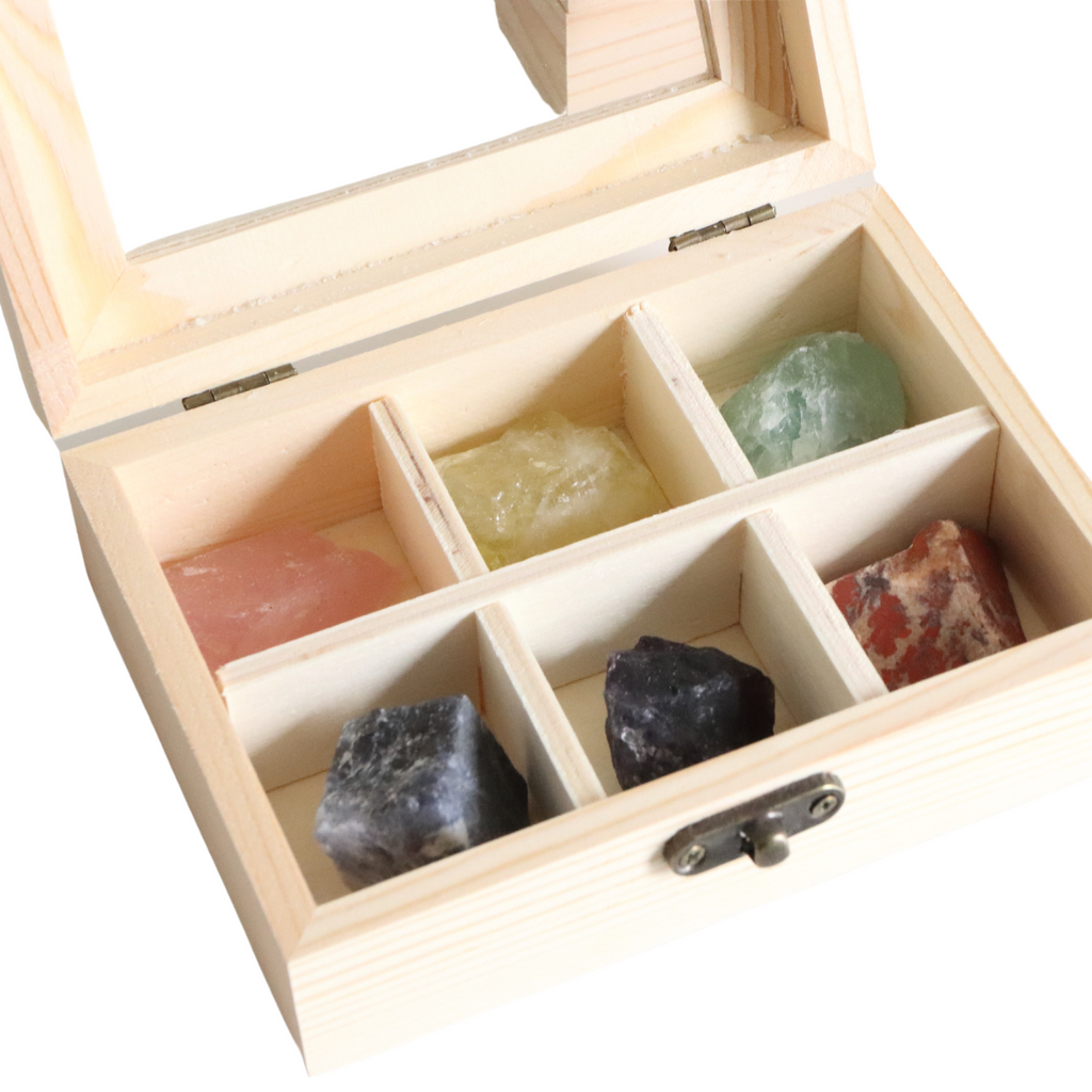 6 Pieces Healing Crystal Set in Rustic Box