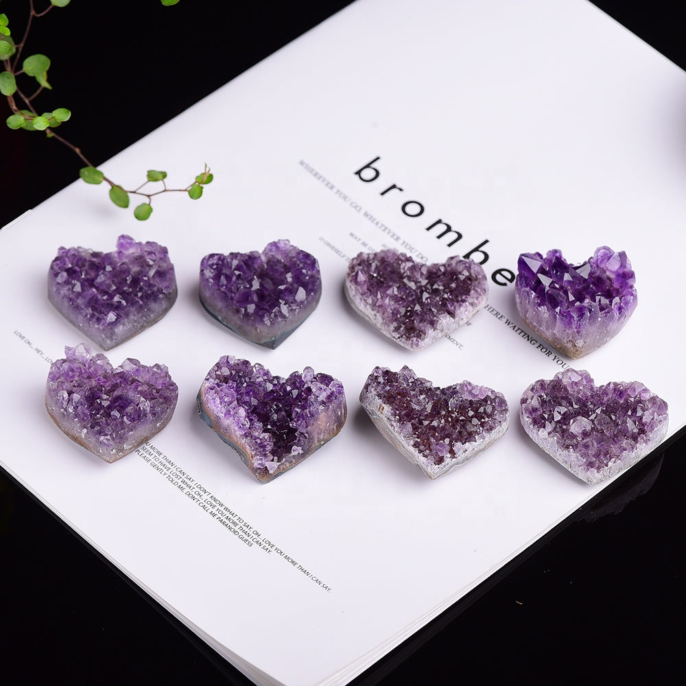 Heart Shaped Carved Amethyst Cluster