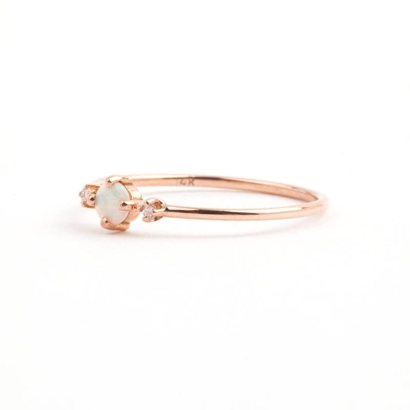 Moonstone Crystal Rose Gold Plated Ring
