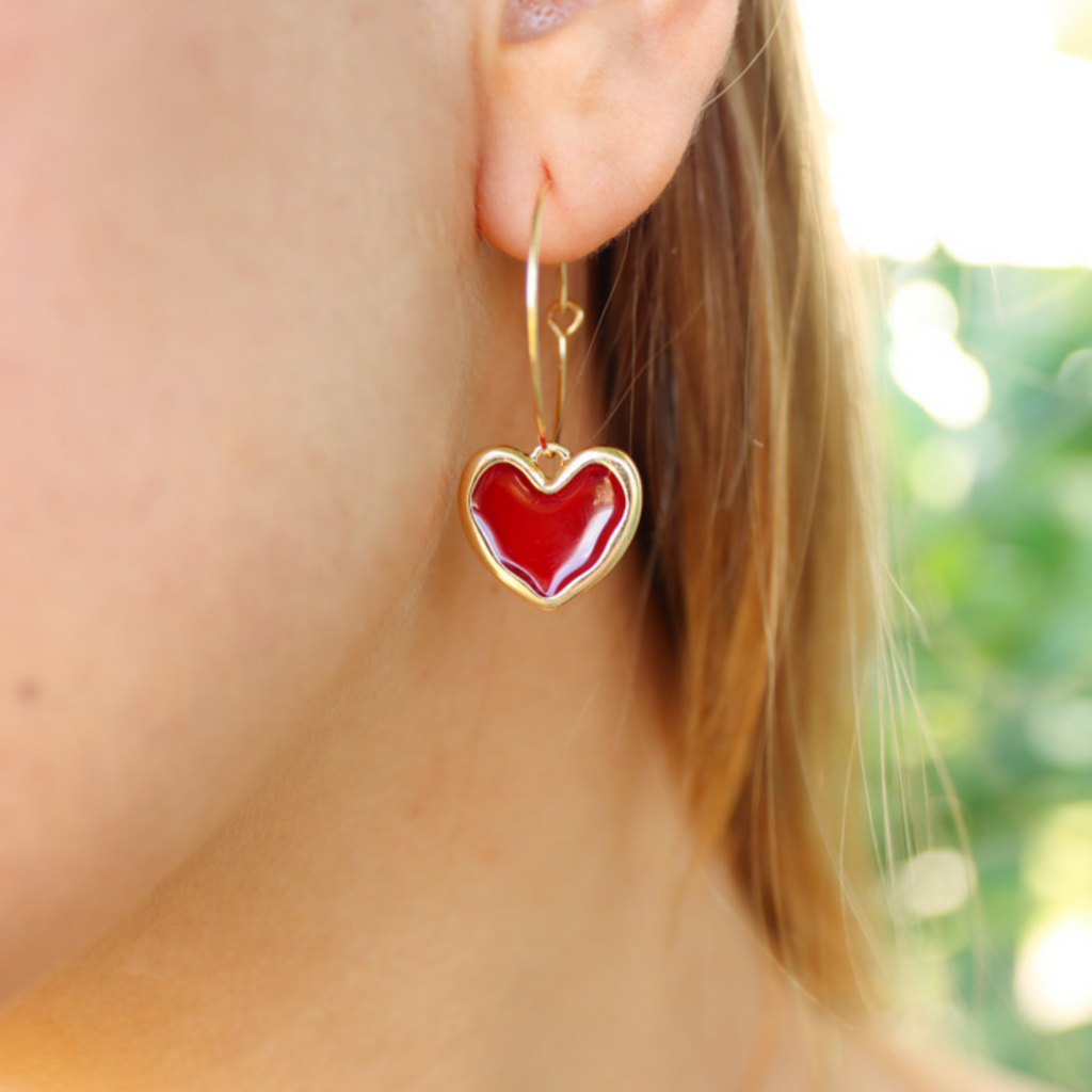 Red Heart Pendant Hoop Earrings: Add Color and Style to Your Look