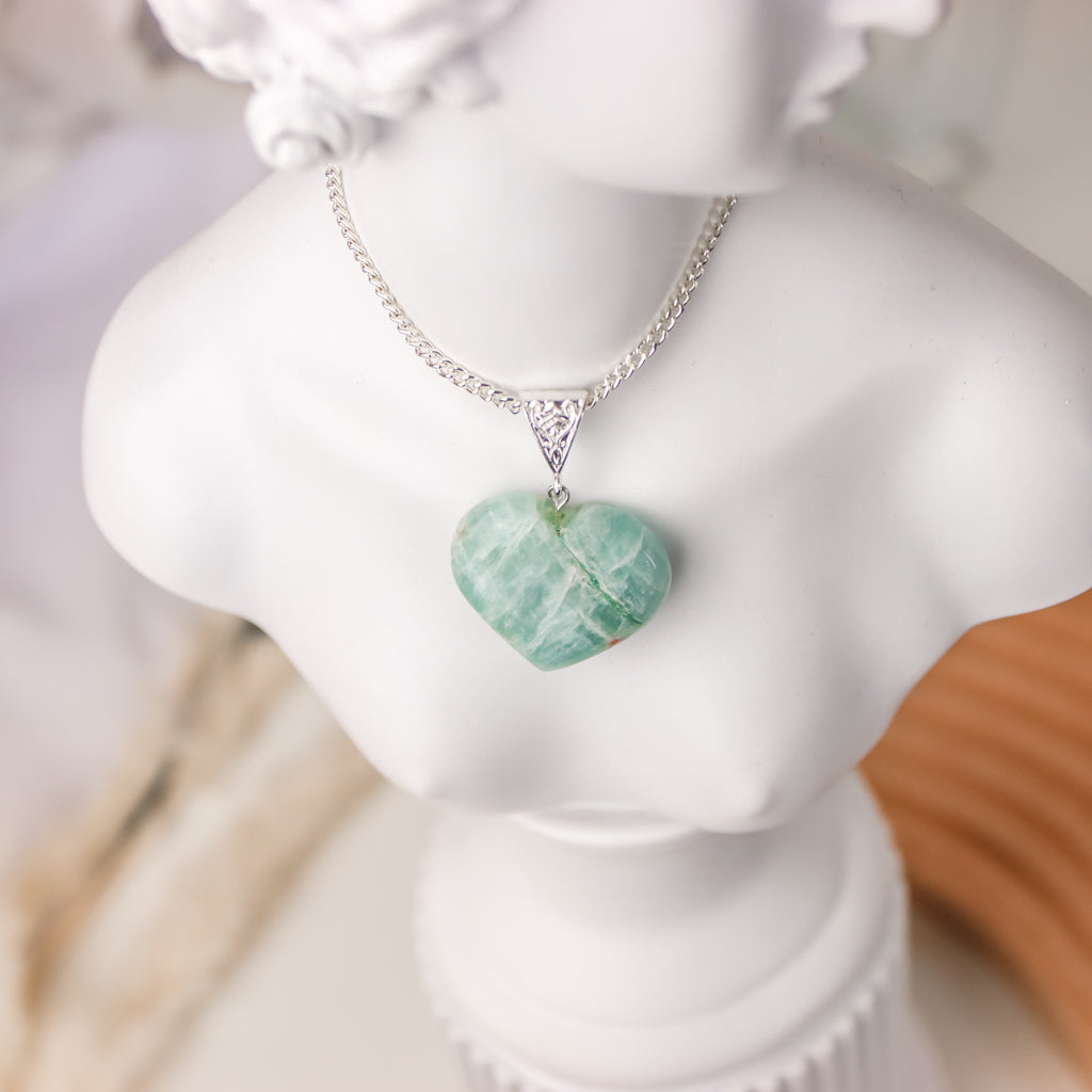 Amazonite Gemstone Heart Shaped Necklace
