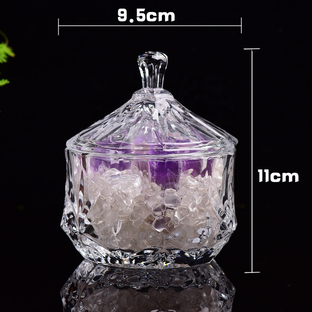 Crystal Filled Glass Jar - Phantom Sceptre Amethyst & White Quartz
