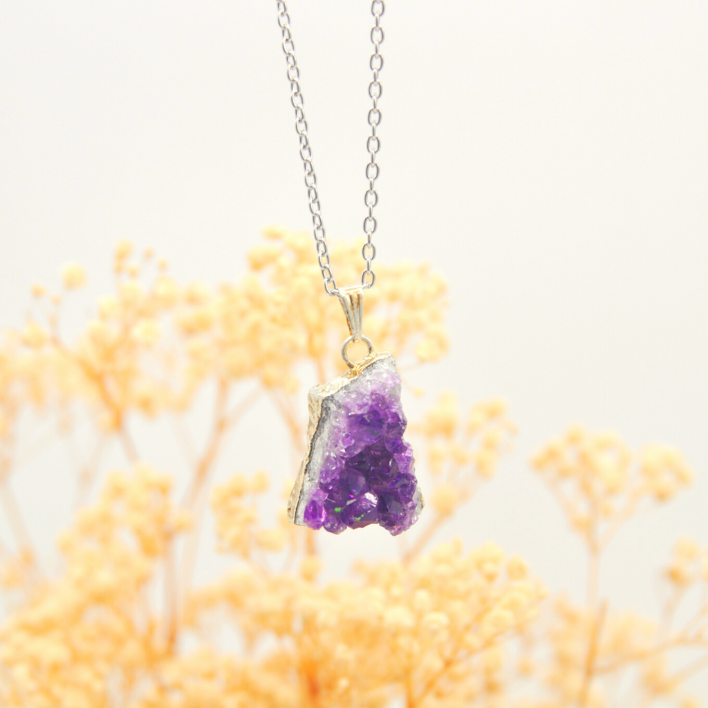 Raw Cluster Amethyst Necklace