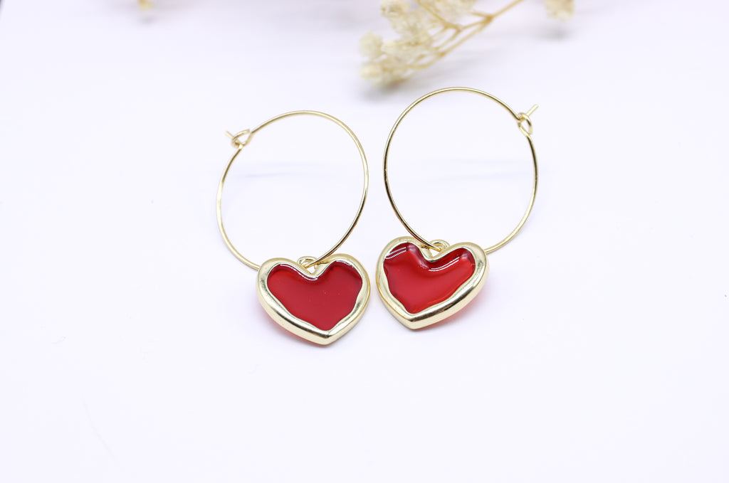 Red Heart Pendant Hoop Earrings: Add Color and Style to Your Look
