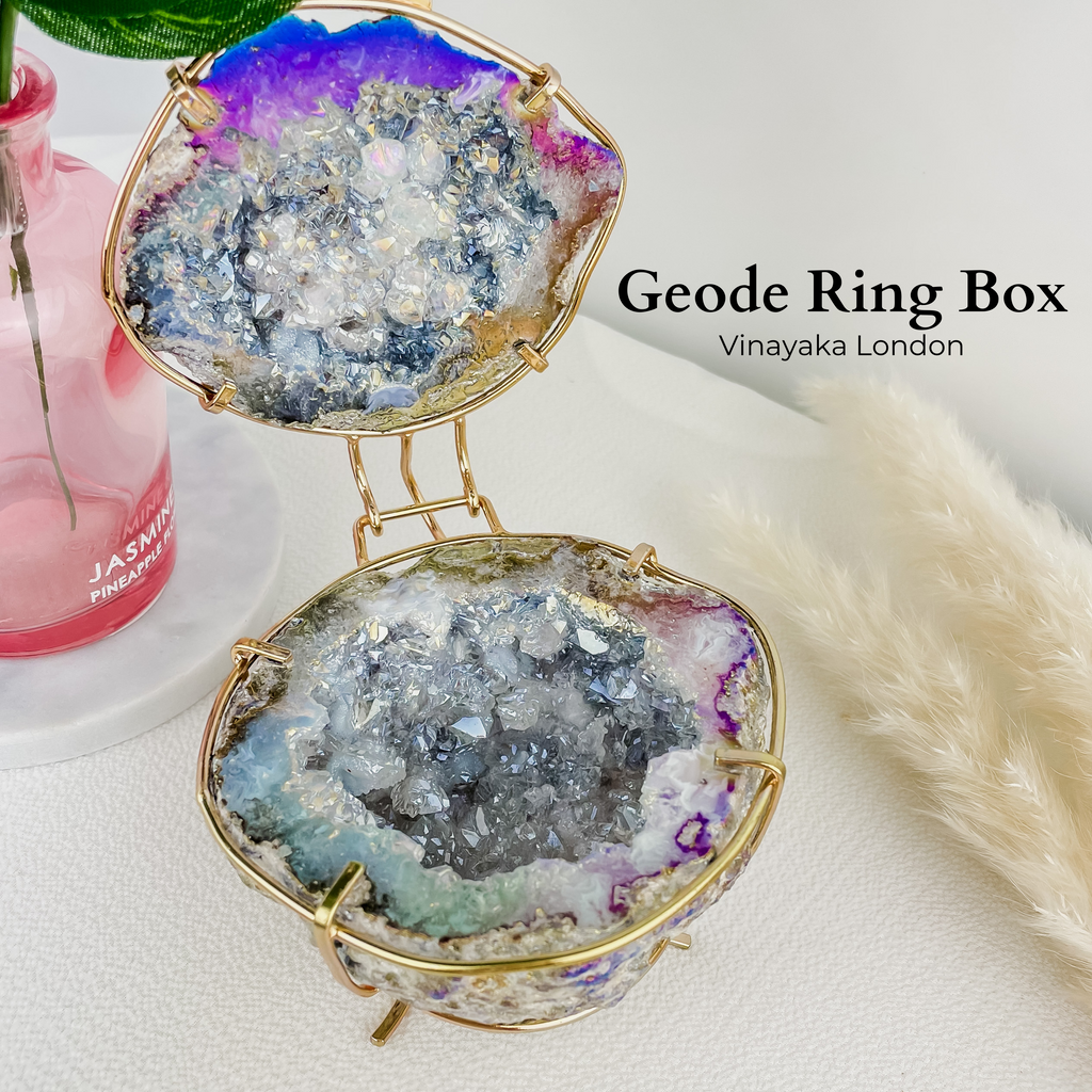 Geode Ring Box Aura Angel Quartz - AAA Quality
